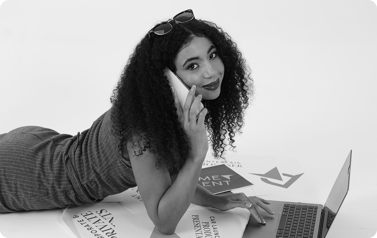 Woman on the phone and laptop