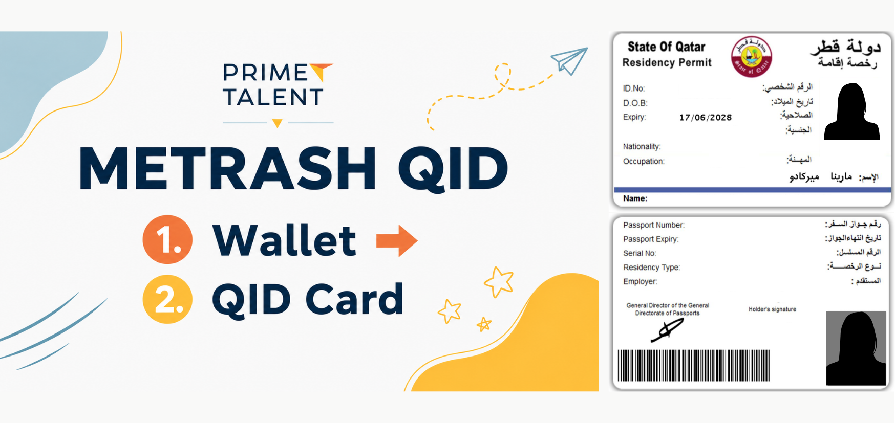 Example showing Wallet and QID card in Metrash